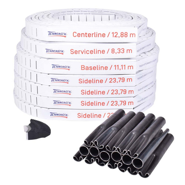 Tennislinien-Set TENNTASTIC WHITE FLEX 4/5 cm, inkl. Befestigungsmaterial